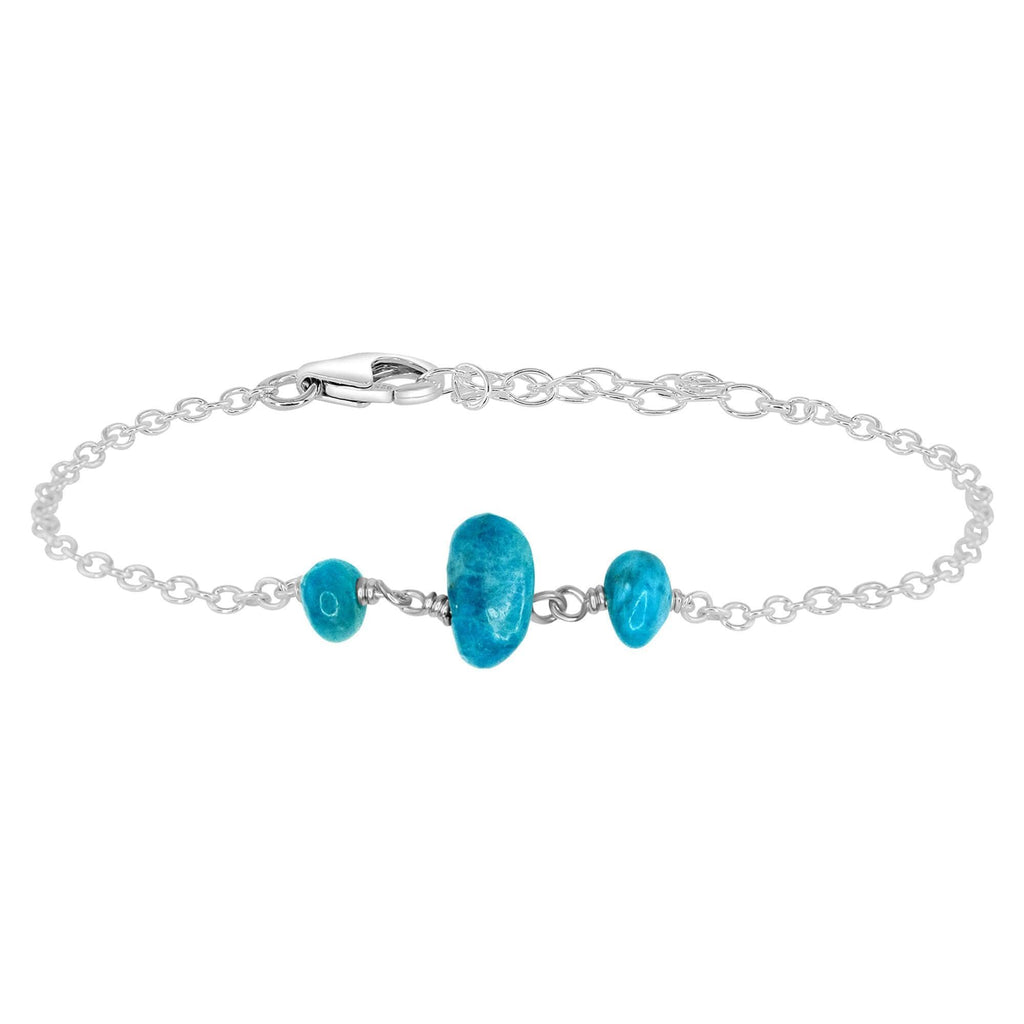Apatite Beaded Chain Bracelet - Apatite Beaded Chain Bracelet - Sterling Silver - Luna Tide Handmade Crystal Jewellery