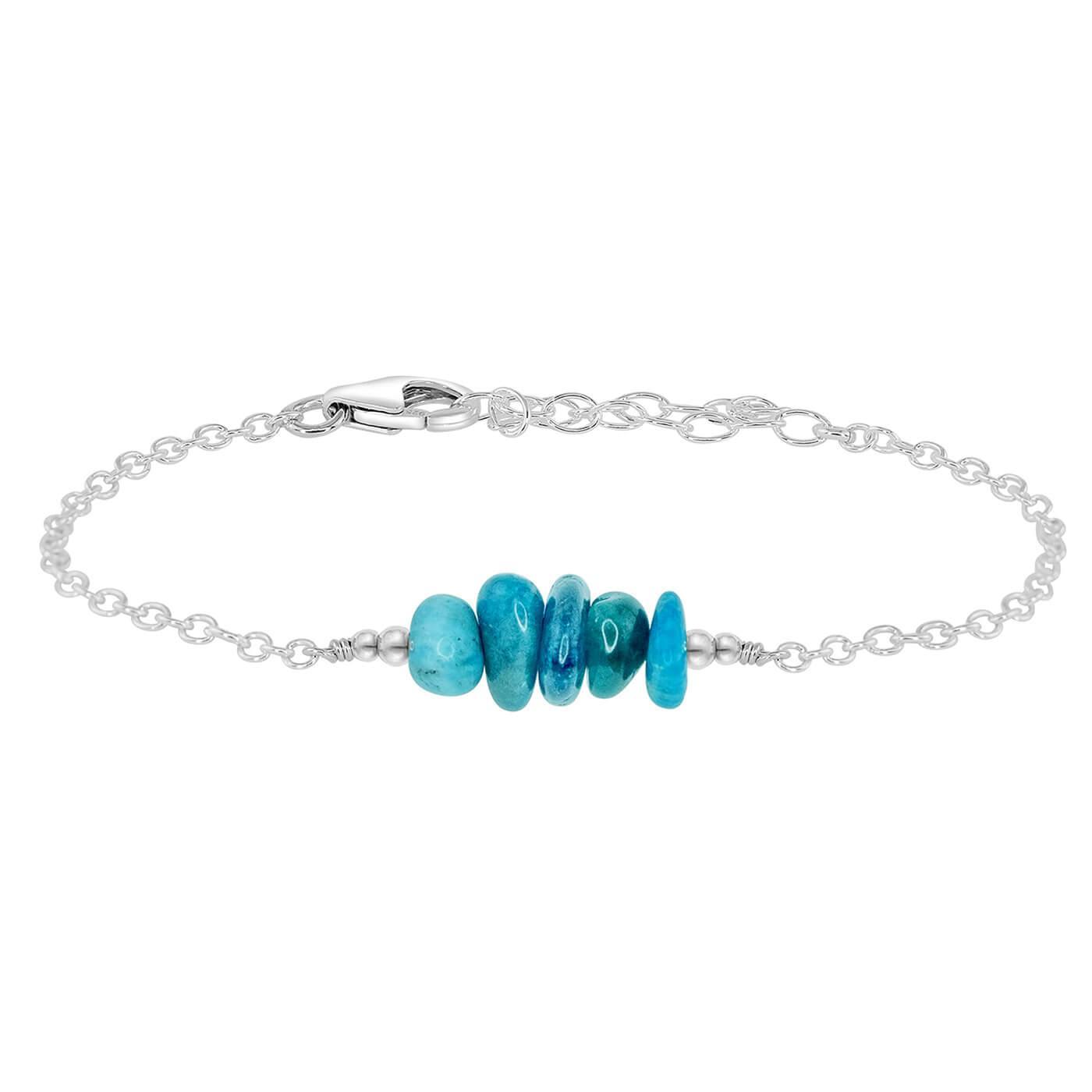 Apatite Chip Bead Bar Bracelet - Apatite Chip Bead Bar Bracelet - Sterling Silver - Luna Tide Handmade Crystal Jewellery
