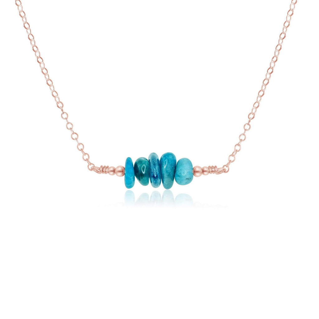 Apatite Chip Bead Bar Necklace - Apatite Chip Bead Bar Necklace - 14k Rose Gold Fill - Luna Tide Handmade Crystal Jewellery