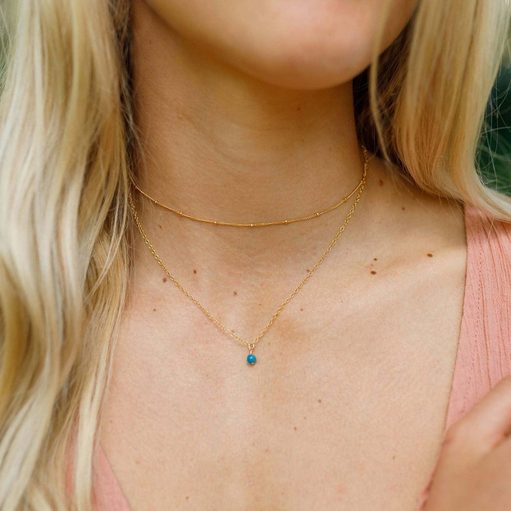 Apatite Gemstone Chain Layered Choker Necklace - Apatite Gemstone Chain Layered Choker Necklace - Sterling Silver - Luna Tide Handmade Crystal Jewellery