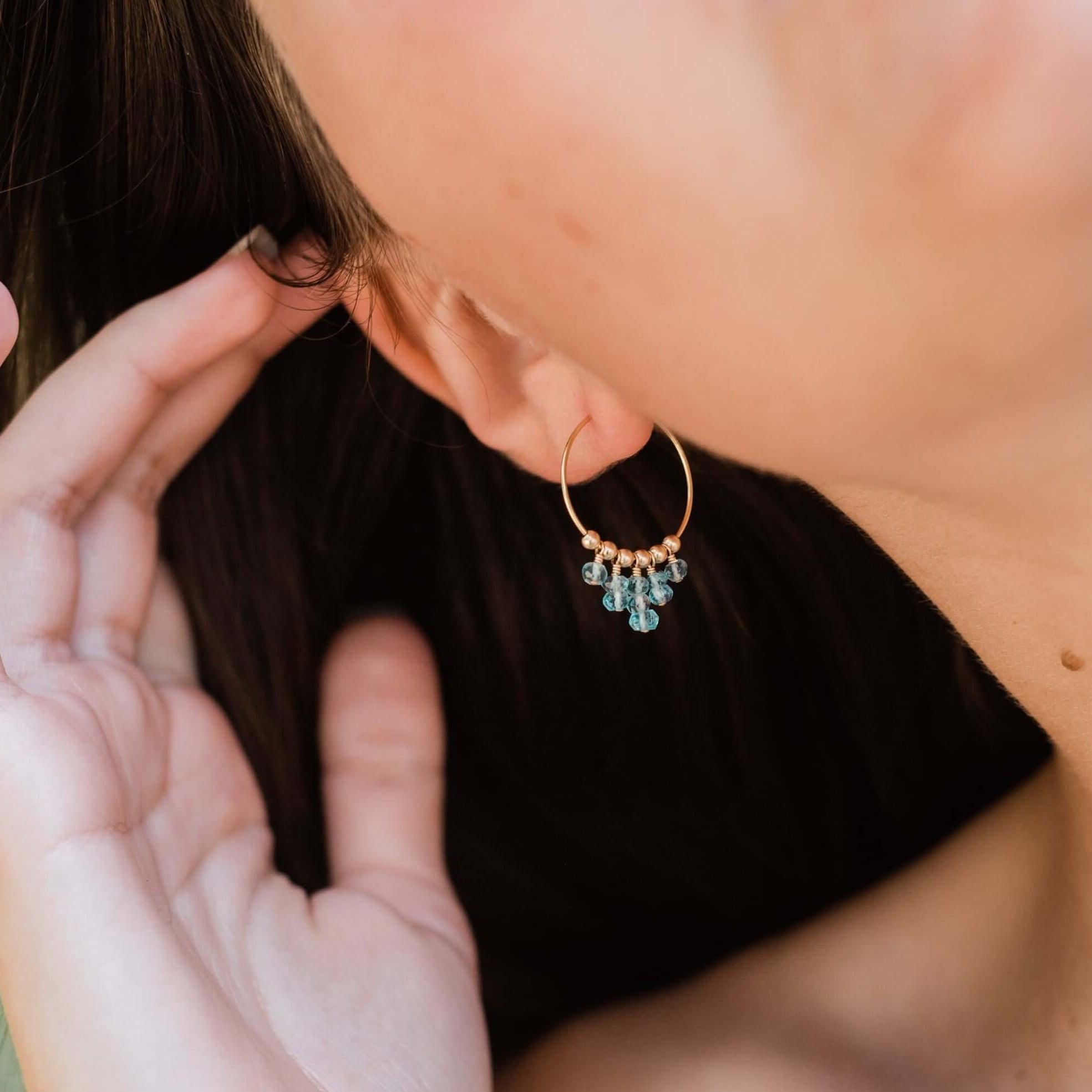 Apatite Statement Hoop Earrings - Apatite Statement Hoop Earrings - 14k Gold Fill - Luna Tide Handmade Crystal Jewellery