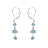 Aquamarine Crystal Beaded Chain Dangle Leverback Earrings - Aquamarine Crystal Beaded Chain Dangle Leverback Earrings - Sterling Silver - Luna Tide Handmade Crystal Jewellery