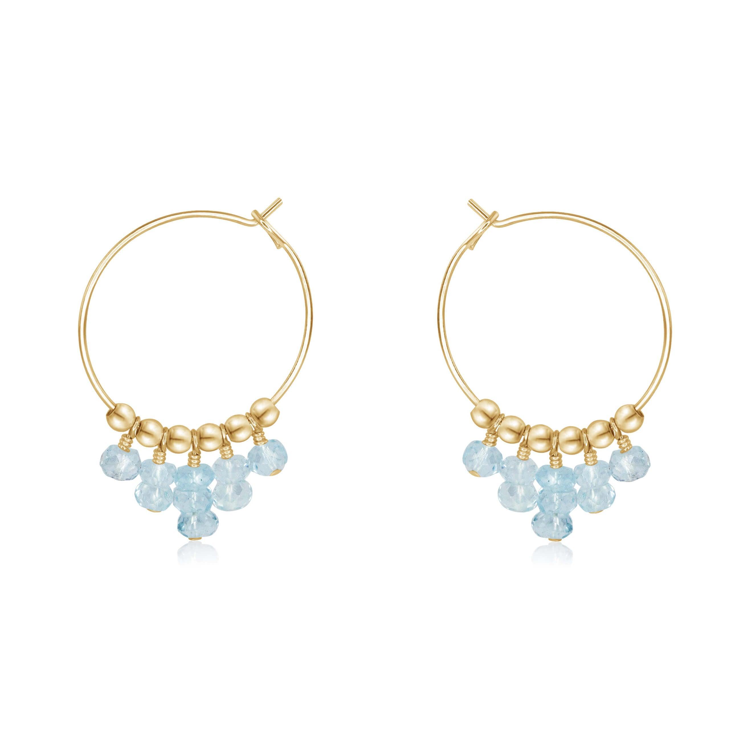Aquamarine Statement Hoop Earrings - Aquamarine Statement Hoop Earrings - 14k Gold Fill - Luna Tide Handmade Crystal Jewellery