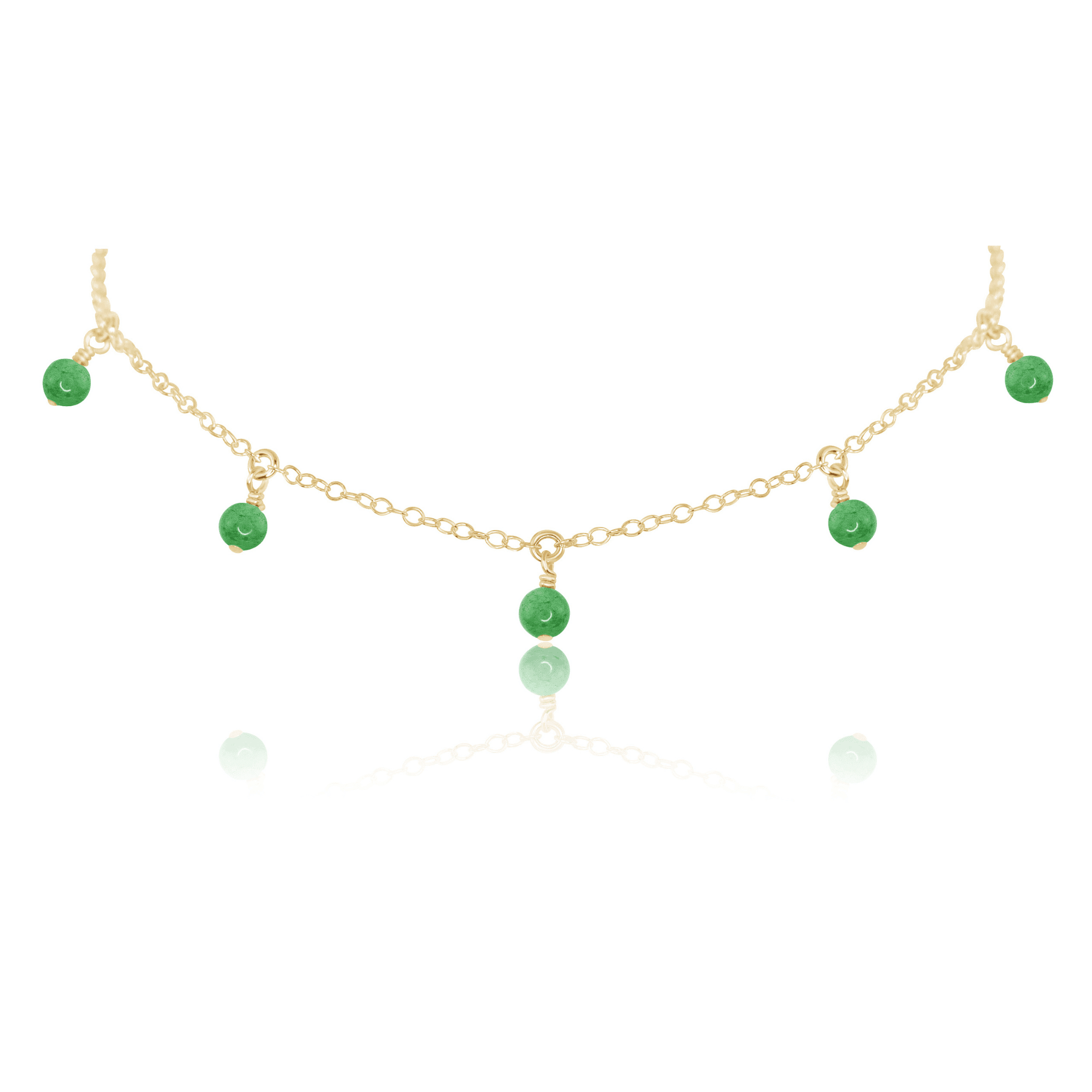 Aventurine Bead Drop Choker - Aventurine Bead Drop Choker - 14k Gold Fill - Luna Tide Handmade Crystal Jewellery