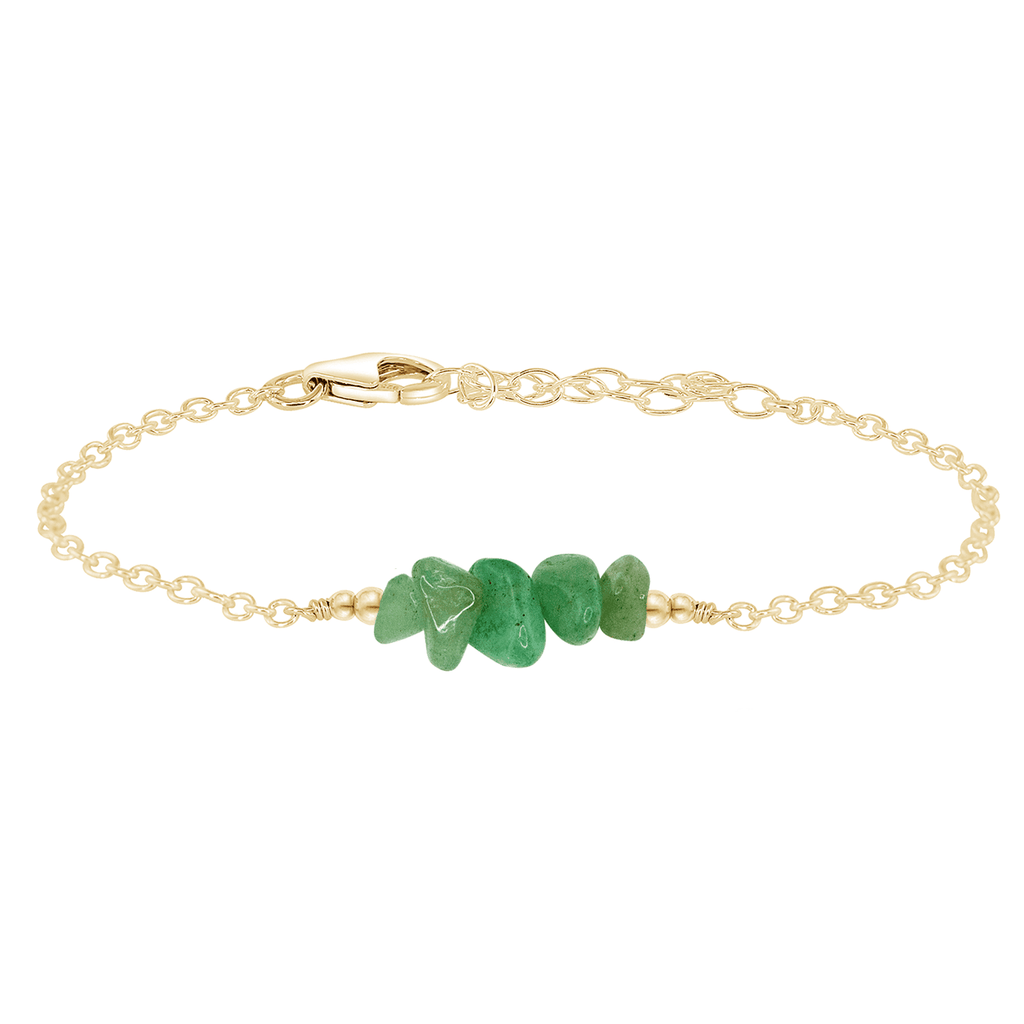 Aventurine Chip Bead Bar Bracelet - Aventurine Chip Bead Bar Bracelet - 14k Gold Fill - Luna Tide Handmade Crystal Jewellery