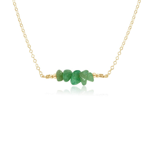 Aventurine Chip Bead Bar Necklace - Aventurine Chip Bead Bar Necklace - 14k Gold Fill - Luna Tide Handmade Crystal Jewellery