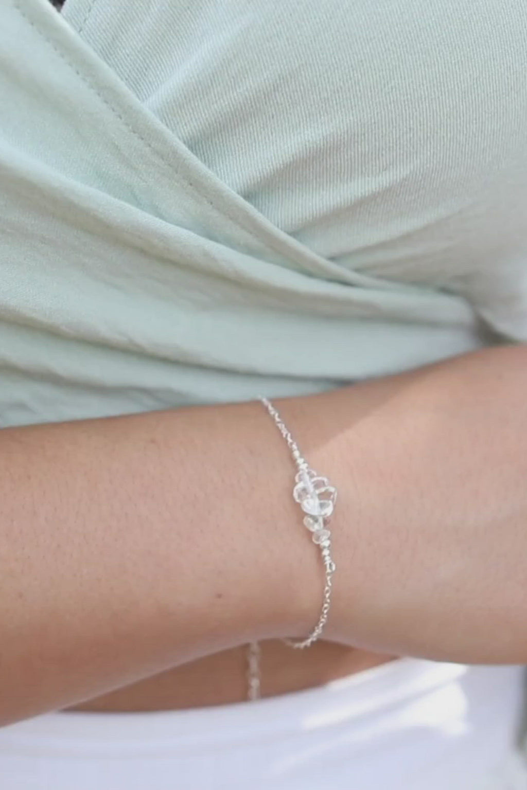 Crystal quartz Chip Bead Bar Bracelet