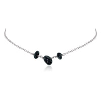 Beaded Chain Choker - Black Tourmaline - Stainless Steel - Luna Tide Handmade Jewellery