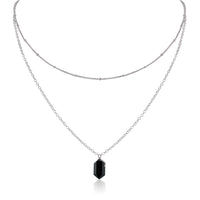 Double Terminated Crystal Layered Choker - Black Tourmaline - Stainless Steel - Luna Tide Handmade Jewellery