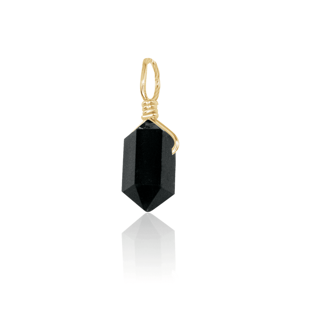 Black Tourmaline Mini Double Terminated Crystal Point Pendant - Black Tourmaline Mini Double Terminated Crystal Point Pendant - 14k Gold Fill - Luna Tide Handmade Crystal Jewellery