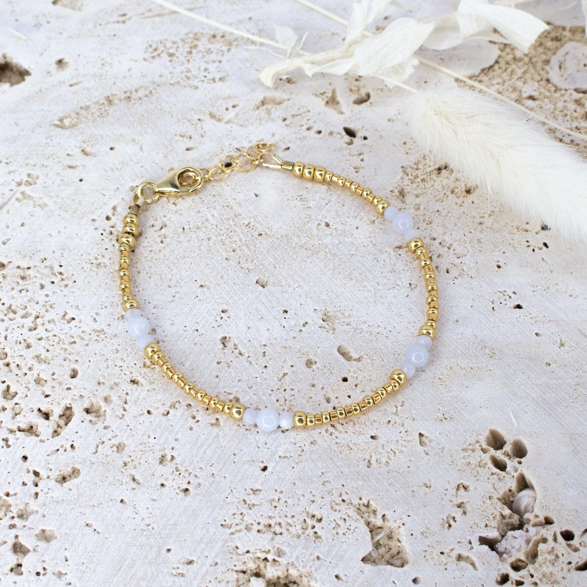 Blue Lace Agate Ancient Tides Bracelet - Blue Lace Agate Ancient Tides Bracelet - 14k Gold Fill - Luna Tide Handmade Crystal Jewellery
