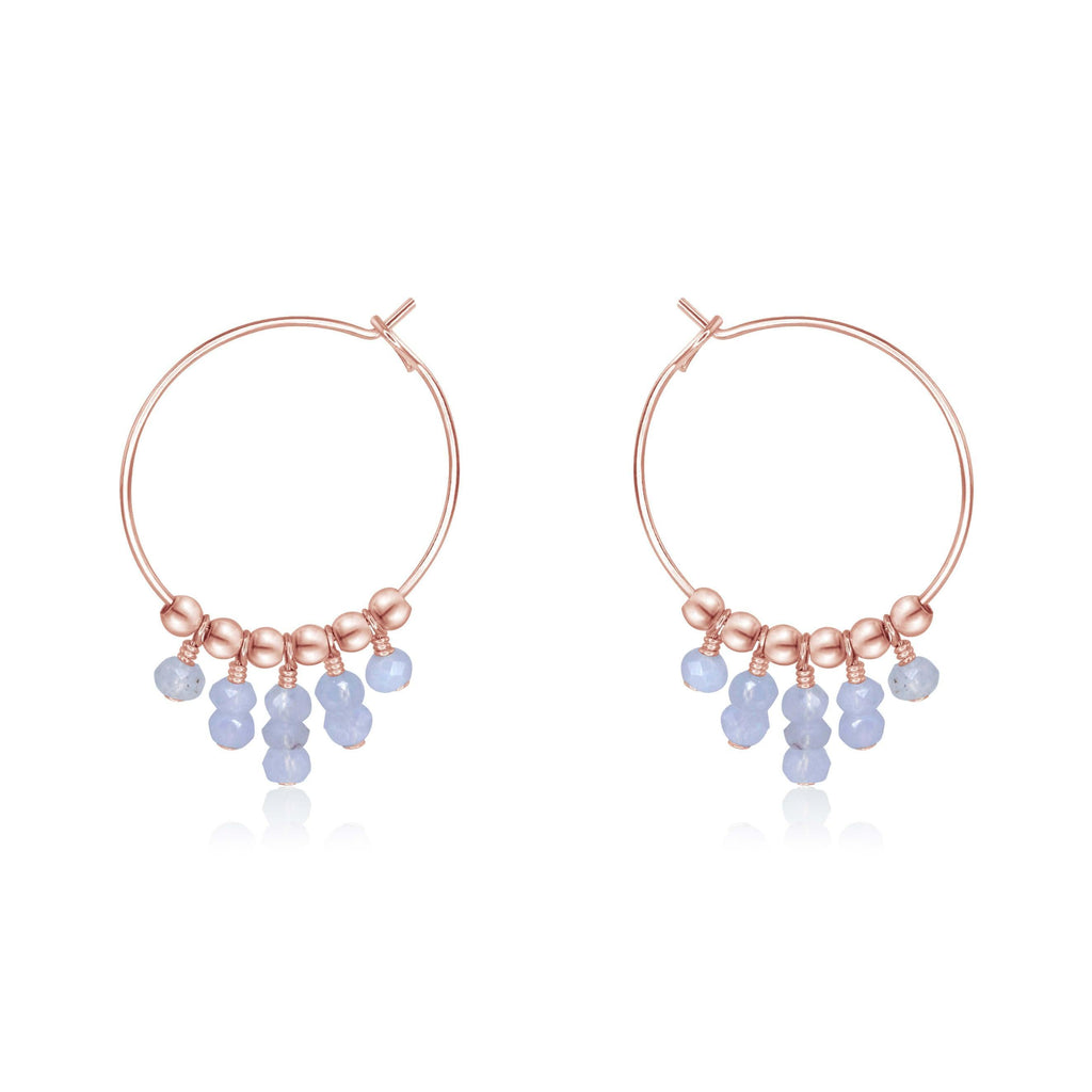 Blue Lace Agate Statement Hoop Earrings - Blue Lace Agate Statement Hoop Earrings - 14k Rose Gold Fill - Luna Tide Handmade Crystal Jewellery