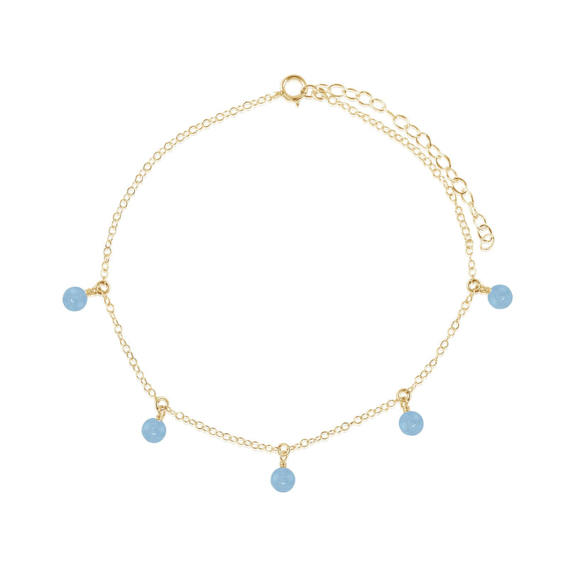 Bead Drop Anklet - Aquamarine - 14K Gold Fill - Luna Tide Handmade Jewellery