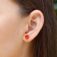 Carnelian Raw Crystal Stud Earrings - Carnelian Raw Crystal Stud Earrings - Sterling Silver - Luna Tide Handmade Crystal Jewellery
