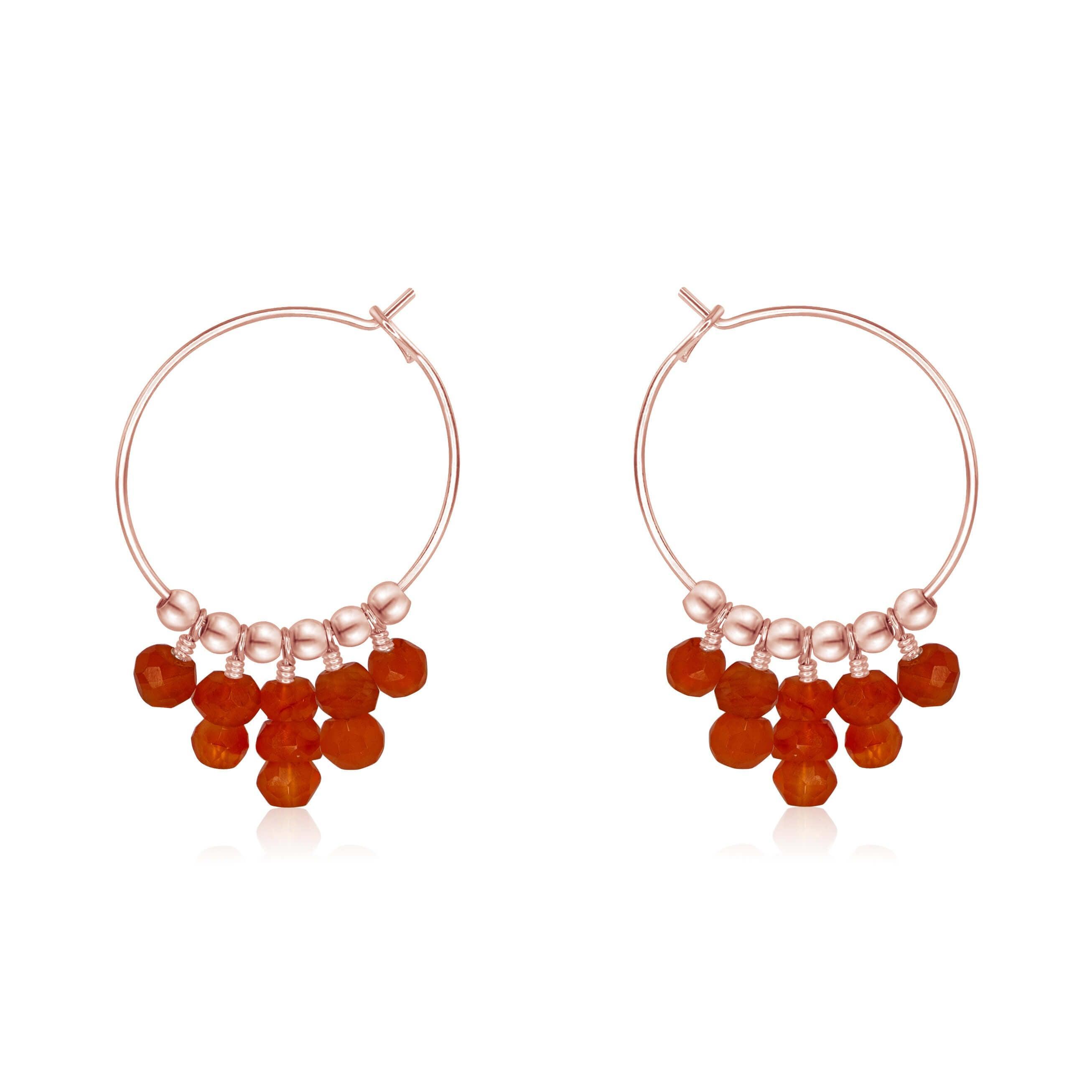 Carnelian Statement Hoop Earrings - Carnelian Statement Hoop Earrings - 14k Rose Gold Fill - Luna Tide Handmade Crystal Jewellery