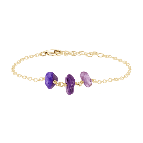 Charoite Beaded Chain Bracelet - Charoite Beaded Chain Bracelet - 14k Gold Fill - Luna Tide Handmade Crystal Jewellery