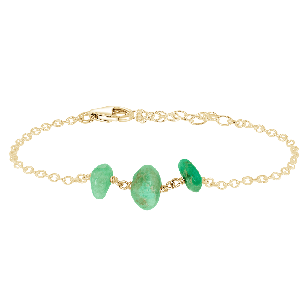 Chrysoprase Beaded Chain Bracelet - Chrysoprase Beaded Chain Bracelet - 14k Gold Fill - Luna Tide Handmade Crystal Jewellery