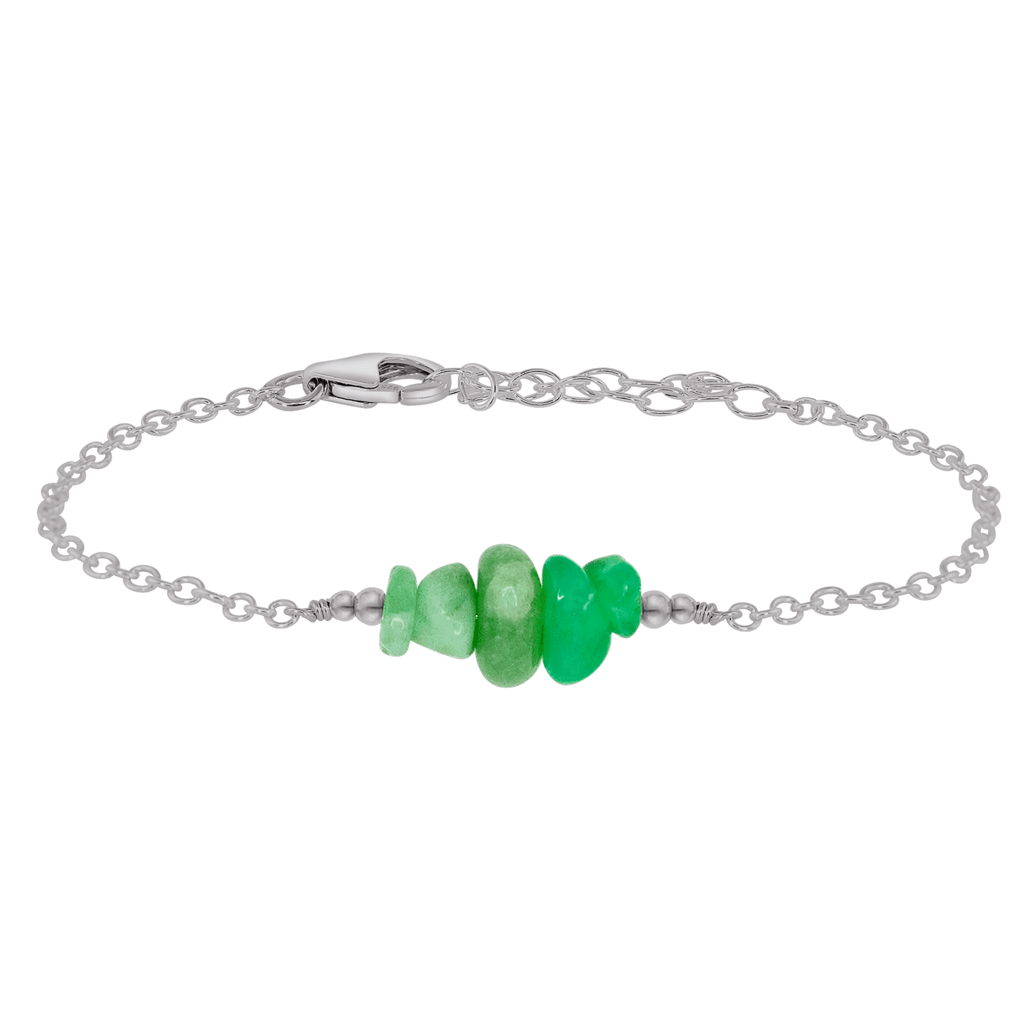 Chrysoprase Chip Bead Bar Bracelet - Chrysoprase Chip Bead Bar Bracelet - Stainless Steel - Luna Tide Handmade Crystal Jewellery