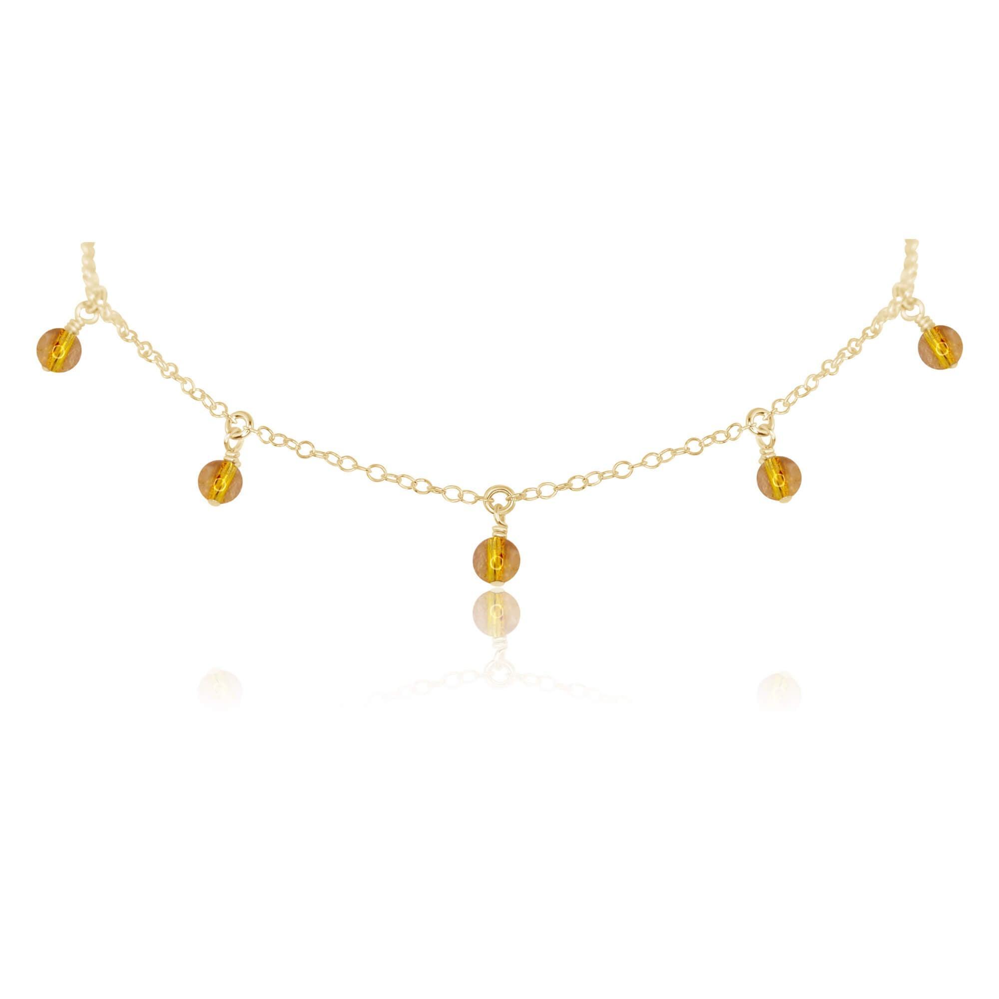 Citrine Bead Drop Choker - Citrine Bead Drop Choker - 14k Gold Fill - Luna Tide Handmade Crystal Jewellery