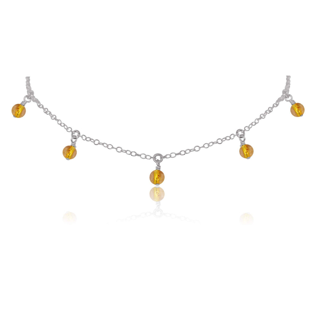 Citrine Bead Drop Choker - Citrine Bead Drop Choker - Stainless Steel - Luna Tide Handmade Crystal Jewellery