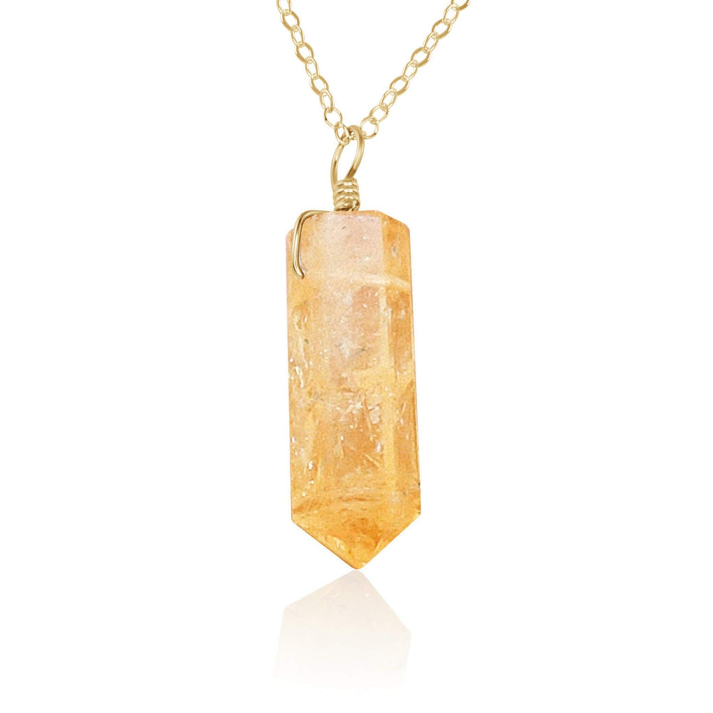 Citrine Gemstone Generator Tower Point Pendant Necklace - Citrine Gemstone Generator Tower Point Pendant Necklace - 14k Gold Fill / Cable - Luna Tide Handmade Crystal Jewellery