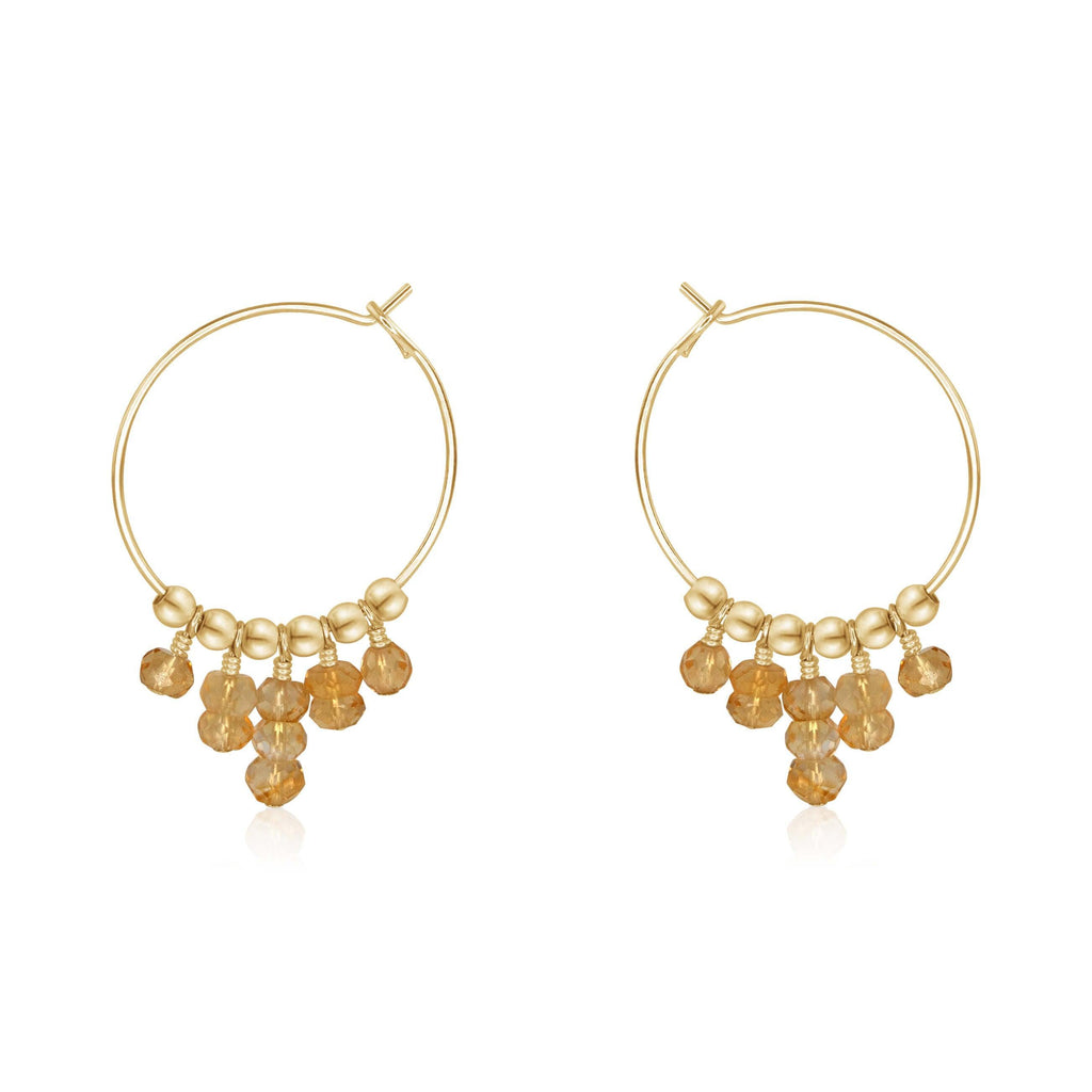 Citrine Statement Hoop Earrings - Citrine Statement Hoop Earrings - 14k Gold Fill - Luna Tide Handmade Crystal Jewellery