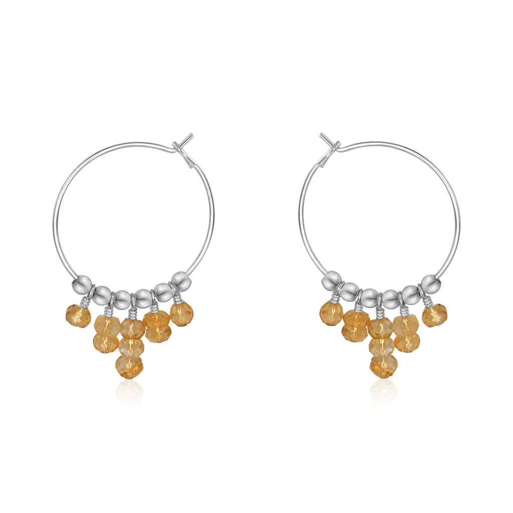 Citrine Statement Hoop Earrings - Citrine Statement Hoop Earrings - Sterling Silver - Luna Tide Handmade Crystal Jewellery