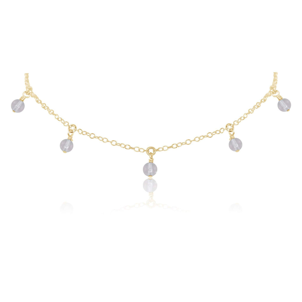 Crystal Quartz Bead Drop Choker - Crystal Quartz Bead Drop Choker - 14k Gold Fill - Luna Tide Handmade Crystal Jewellery