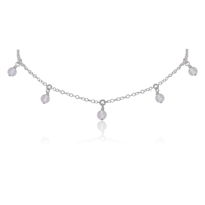 Crystal Quartz Bead Drop Choker - Crystal Quartz Bead Drop Choker - Stainless Steel - Luna Tide Handmade Crystal Jewellery