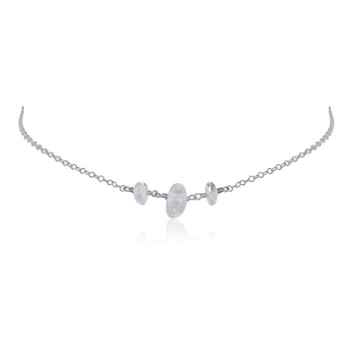 Crystal Quartz Beaded Chain Choker Necklace - Crystal Quartz Beaded Chain Choker Necklace - Stainless Steel - Luna Tide Handmade Crystal Jewellery