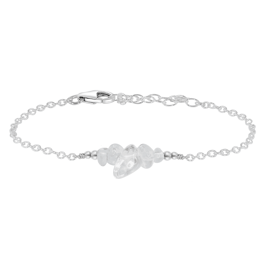 Crystal quartz Chip Bead Bar Bracelet - Crystal quartz Chip Bead Bar Bracelet - Sterling Silver - Luna Tide Handmade Crystal Jewellery