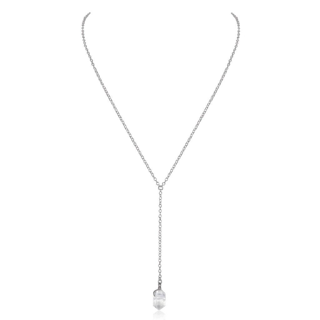 Crystal Quartz Double Terminated Mini Crystal Point Lariat Necklace - Crystal Quartz Double Terminated Mini Crystal Point Lariat Necklace - 14k Gold Fill - Luna Tide Handmade Crystal Jewellery