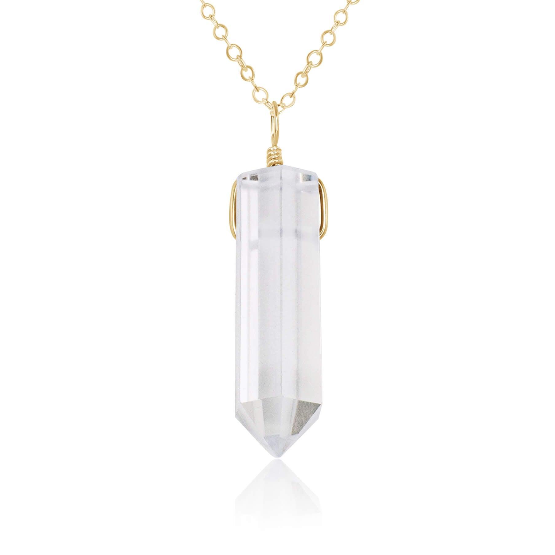 Crystal Quartz Generator Point Pendant Necklace - Crystal Quartz Generator Point Pendant Necklace - 14k Gold Fill / Cable - Luna Tide Handmade Crystal Jewellery
