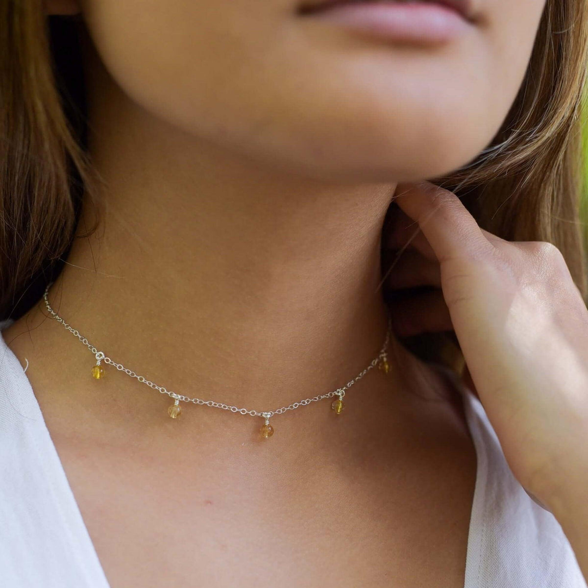 Bead Drop Choker - Sterling Silver - Luna Tide Handmade Jewellery