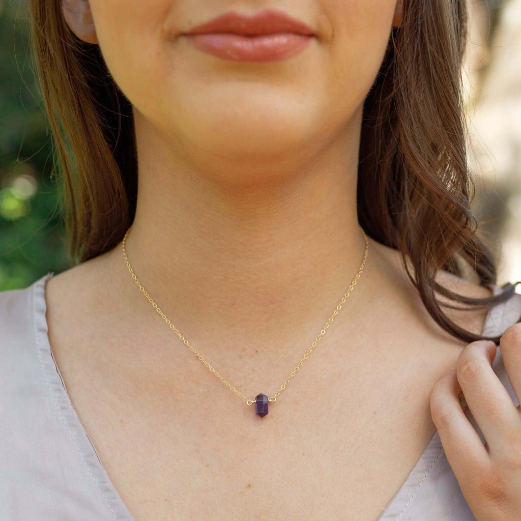 Double Terminated Crystal Necklace - 14K Gold Fill - Luna Tide Handmade Jewellery