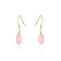 Double Terminated Crystal Dangle Drop Earrings - 14K Gold Fill - Luna Tide Handmade Jewellery