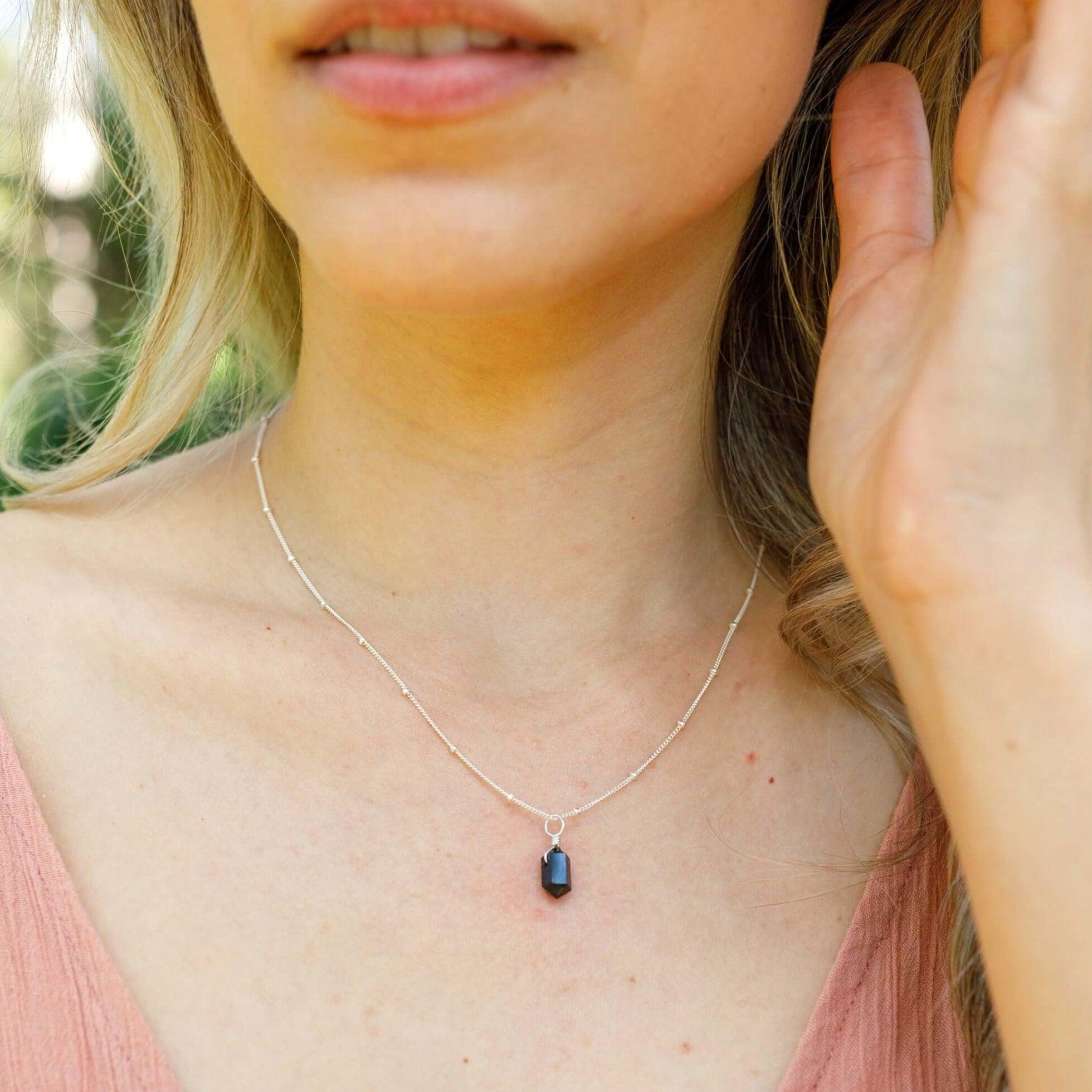 Double Terminated Crystal Pendant Necklace - Sterling Silver Satellite - Luna Tide Handmade Jewellery