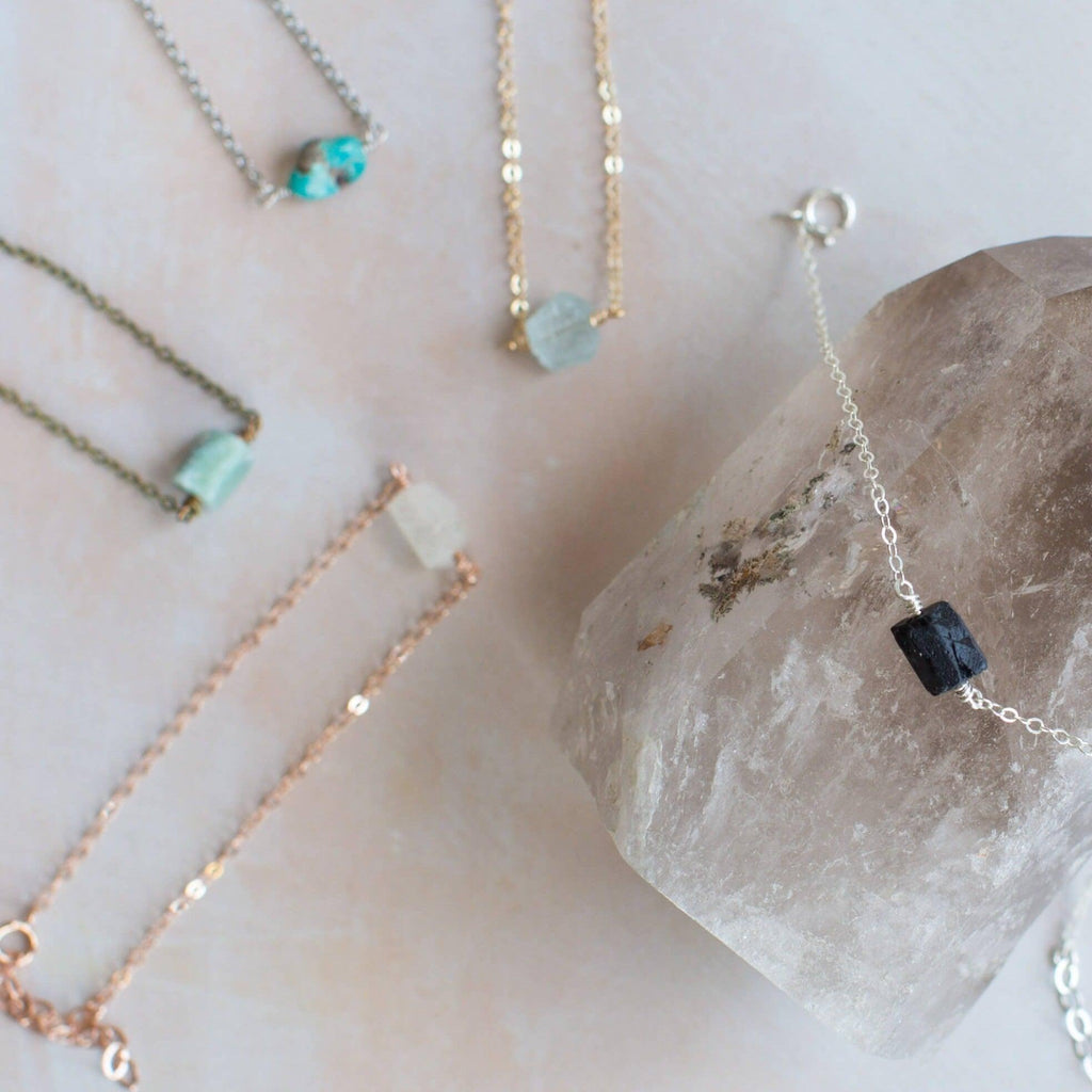 Raw Nugget Anklet - Bronze - 14K Gold Fill - Sterling Silver - Stainless Steel - 14K Rose Gold Fill - Luna Tide Handmade Jewellery