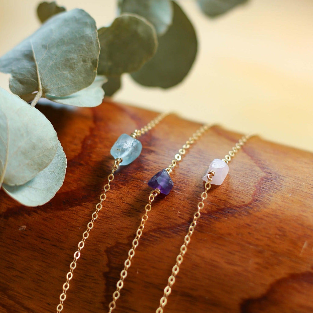 Raw Nugget Anklet - 14K Gold Fill - Luna Tide Handmade Jewellery