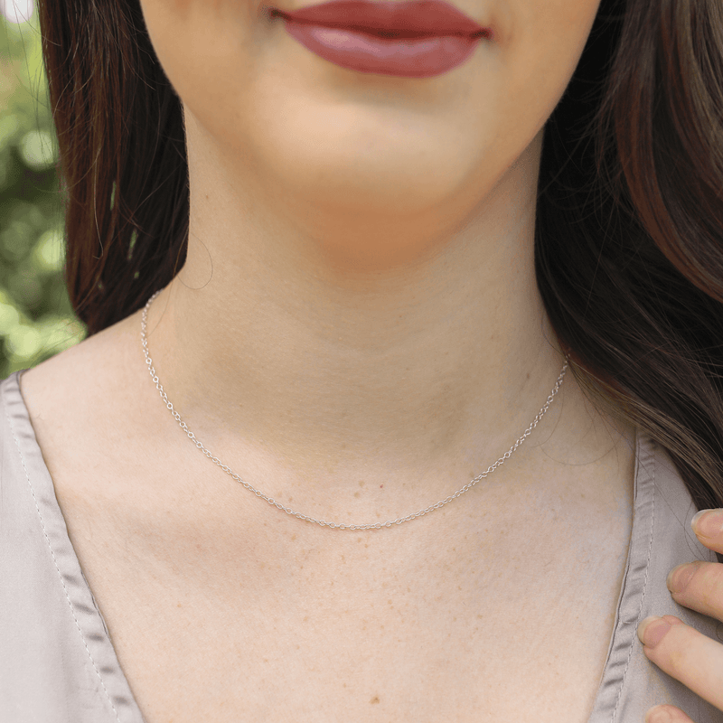 Custom Simple Plain or Satellite Fine Chain Necklace - Custom Simple Plain or Satellite Fine Chain Necklace - 14k Gold Fill / 35cm (14") - Choker / Cable - Luna Tide Handmade Crystal Jewellery