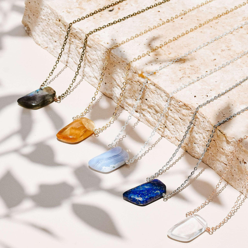 Small Smooth Slab Point Necklace - Bronze - 14K Gold Fill - Sterling Silver - Stainless Steel - 14K Rose Gold Fill - Luna Tide Handmade Jewellery