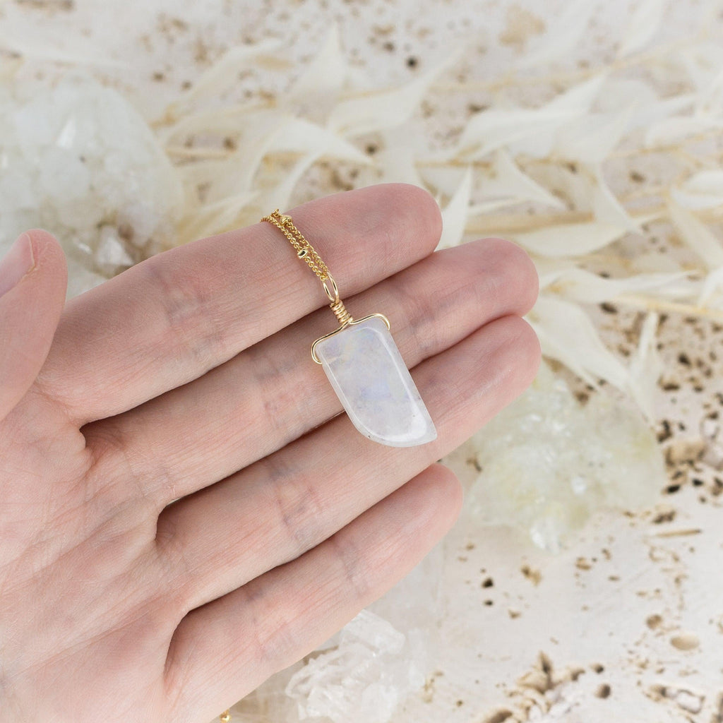 Custom Small Smooth Gentle Point Crystal Pendant Necklace - Custom Small Smooth Gentle Point Crystal Pendant Necklace - 14k Gold Fill / 35cm (14") - Choker / Cable - Luna Tide Handmade Crystal Jewellery