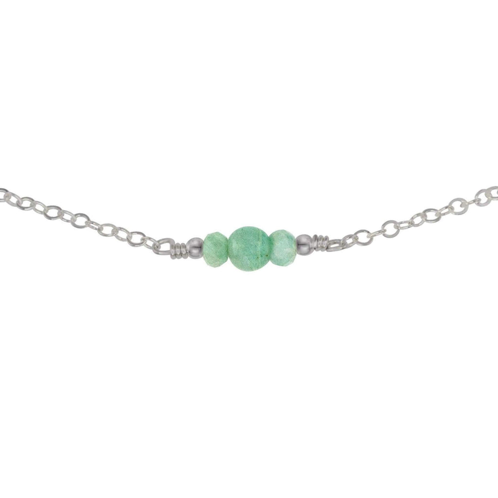 Dainty Amazonite Gemstone Choker Necklace - Dainty Amazonite Gemstone Choker Necklace - Stainless Steel - Luna Tide Handmade Crystal Jewellery