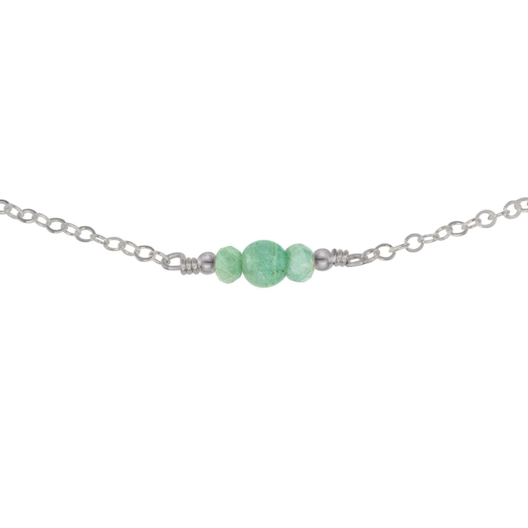 Dainty Amazonite Gemstone Choker Necklace - Dainty Amazonite Gemstone Choker Necklace - Stainless Steel - Luna Tide Handmade Crystal Jewellery