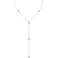 Dainty Y Necklace - Amazonite - 14K Rose Gold Fill - Luna Tide Handmade Jewellery