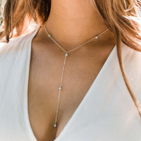 Dainty Y Necklace - Amazonite - Sterling Silver - Luna Tide Handmade Jewellery