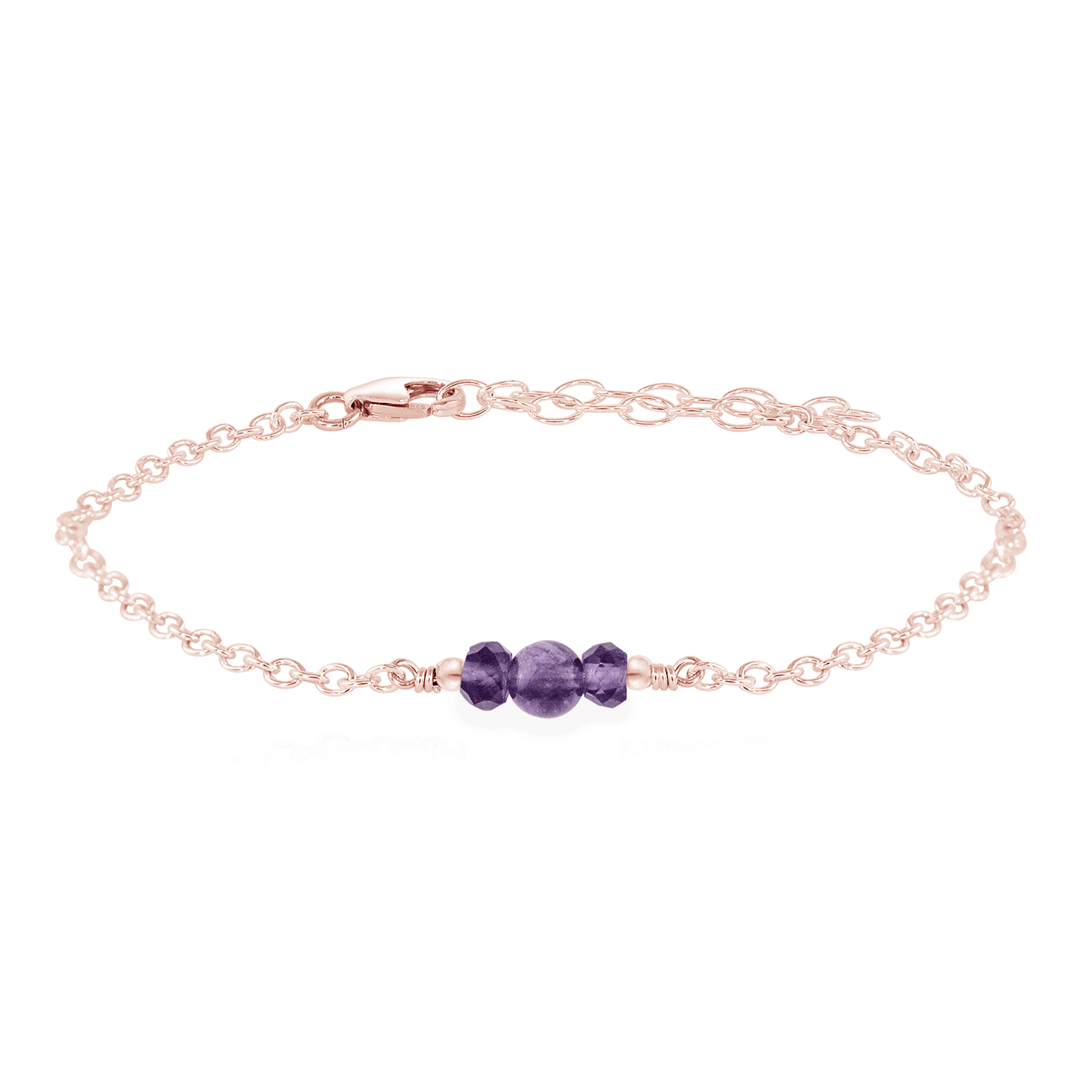 Dainty Amethyst Gemstone Bracelet - Dainty Amethyst Gemstone Bracelet - 14k Rose Gold Fill - Luna Tide Handmade Crystal Jewellery