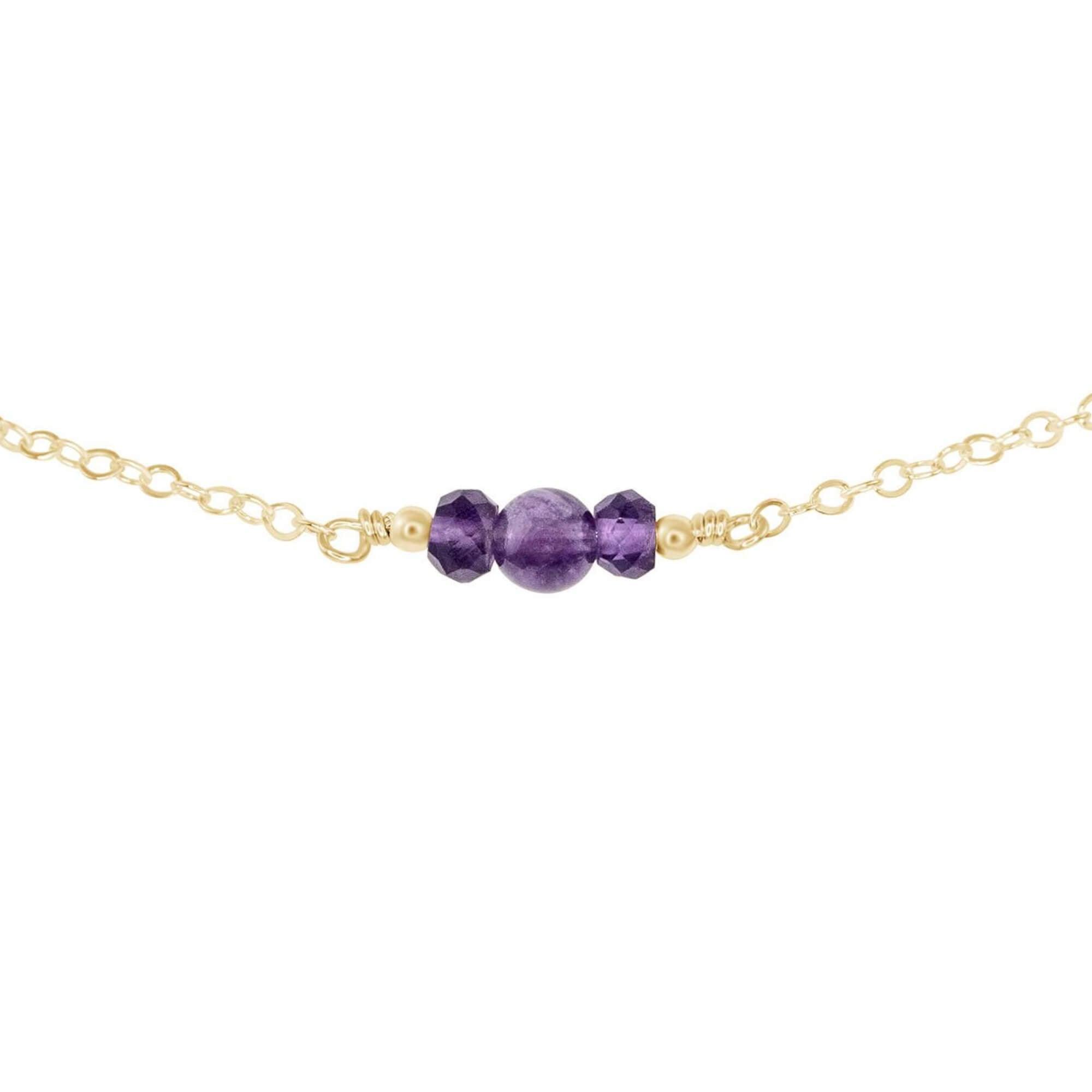 Dainty Amethyst Gemstone Choker Necklace - Dainty Amethyst Gemstone Choker Necklace - 14k Gold Fill - Luna Tide Handmade Crystal Jewellery
