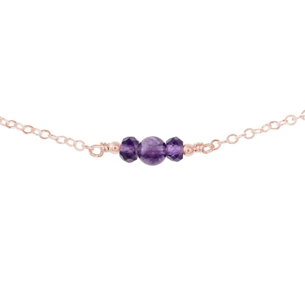 Dainty Amethyst Gemstone Choker Necklace - Dainty Amethyst Gemstone Choker Necklace - 14k Rose Gold Fill - Luna Tide Handmade Crystal Jewellery