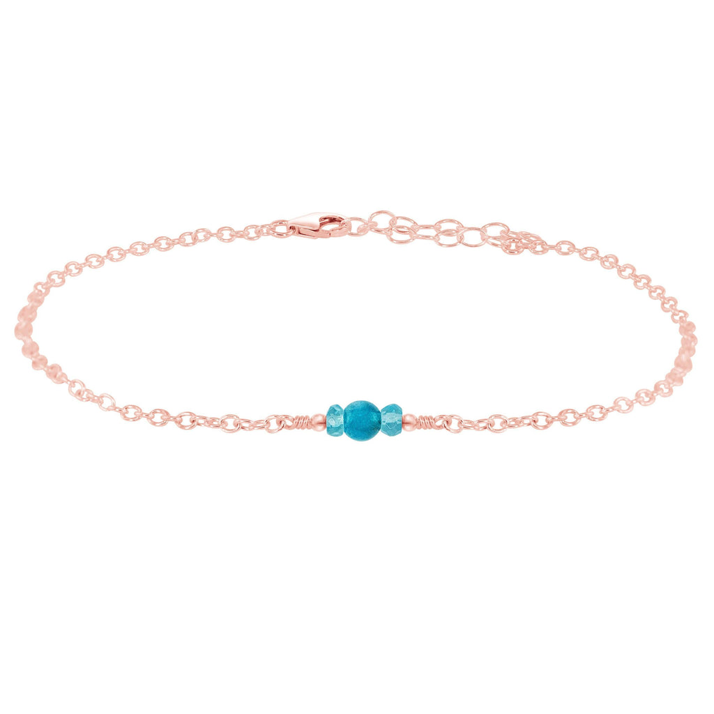 Dainty Apatite Gemstone Anklet - Dainty Apatite Gemstone Anklet - 14k Rose Gold Fill - Luna Tide Handmade Crystal Jewellery